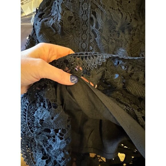 JOA Skirt Women Small Black Embroidered Lace Straight Knee Length‎ Pencil Career - Picture 9 of 11